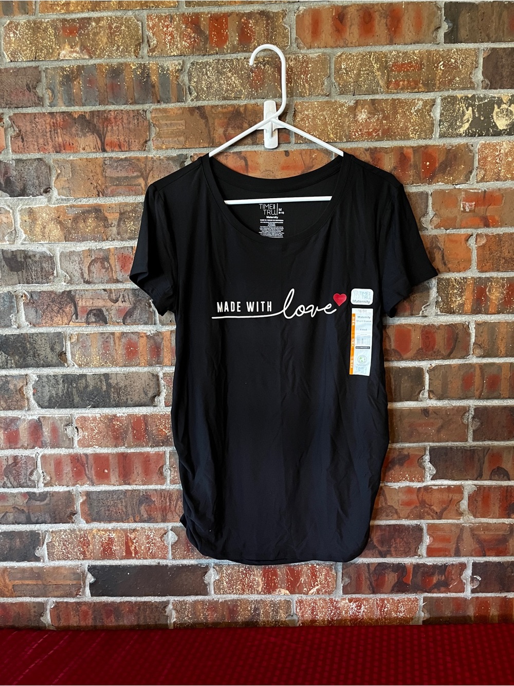 Time and Tru Black "Made With Love" Short Sleeve Tee Size:M NWT